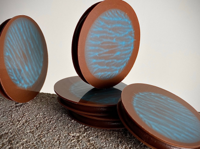Ganache chocolat d&rsquo;origine Cameroun au bleu  et à la framboise